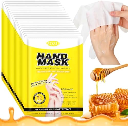 30 Pcs Honey Hand Mask Hand Hydrating Gloves Hydrating Hand Mask for Extra Dry Skin Spa Masks Exfoliating Hand Peeling Mask Improve Rough Skin for Men and Women Swiffen