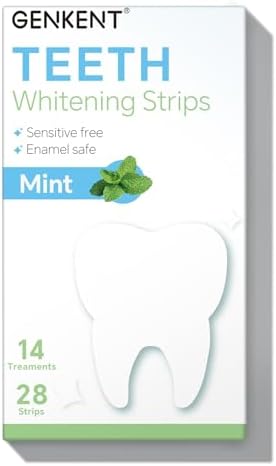 GENKENT Teeth Whitening Strips (14 Treatments) Mint Flavor, Gel Strip Technology, Non-Slip, Enamel-Safe Strips for Sensitive Teeth GENKENT