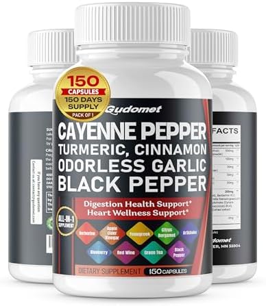 Cayenne Pepper Turmeric Odorless Garlic Cinnamon Fenugreek Citrus Bergamot Artichoke Blueberry Green Tea Black Pepper -150 Capsules (Капсулы)- Made in USA GUDOMET