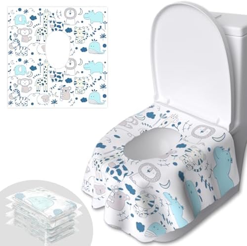 Toilet Seat Covers Disposable, 20 PCS Extra Large Waterproof Toilet Potty Seat Covers for Toddlers, Kids Potty Training, Potable Potty Seat Covers Travel Essentials for Airplane, Public Restroom,Trip Peyazoco