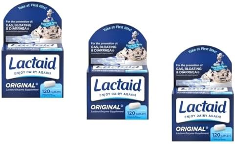 Johnson & Johnson Lactaid Original: 120 CT for Approximately 40 Uses (3 Caplets per Serving (Порция)) (Pack of 3) JOHNSON & JOHNSON