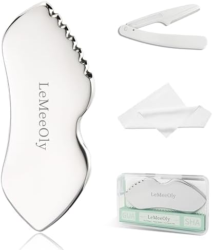 Stainless Steel Gua Sha Facial Tools Metal GuaSha Lift and Firm for Face Neck，Lymphatic Drainage Massager, Skin Care Gift LeMeeOly