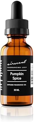 Pumpkin Spice Diffuser Oil - AirScent Essential Oil Blend - 10 mL, 0.34 fl oz Fragrance Oil Dropper Bottle for Aromatherapy Diffusers and Humidifiers - Pumpkin Spice Essential Oil Air-Scent