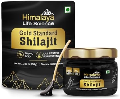 Pure Shilajit Resin | Most Potent Shilajit from India | Gold Grade for Men & Women | 75 Servings for Energy Boost | 85+ Trace Minerals, 77% Fulvic Acid, Lab Tested, 30g Himalaya Life Science