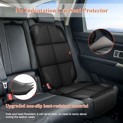 Car Seat Protector, Carseat Seat Protectors with Thick Padding and Upgraded Non-Slip Backing, Waterproof Seat Protector under Baby Car Seat, 600D Fabric Car Seat Covers with Storage Pockets for Baby OCCKAI