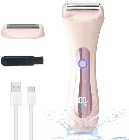 Buqikma Bikini Razors for Women : 3 in 1 Electric Shaver for Women,Bikini Trimmer for Women with Replacement Head,IPX7 Waterproof Razor Painless for Lady Pubic Hair Removal,Leg,Arms Wet Dry Use Pink Buqikma