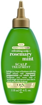 OGX Extra Strength Refreshing Scalp + Rosemary Mint Scalp Treatment, Refreshing Scalp Treatment to Help Remove Scalp Buildup, Minty Leave-In Dry Scalp Treatment for Shiny Hair, 4 fl. Oz OGX