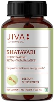 JIVA Shatavari Tablets (Таблетки) 500mg | 100% Pure & Natural Supplement for Men & Women - 120 Tablets (Pack of 1) JIVA