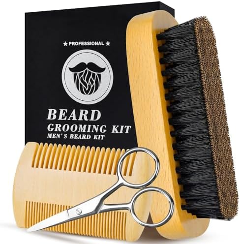 Stocking Stuffers for Men Beard Brush for Men Mens Stocking Stuffer Mustache Comb Beard Care Kit Gifts for Men Christmas Anniversary Birthday Valentines Day Gifts for Him Boyfriend Husband from Wife OEAGO