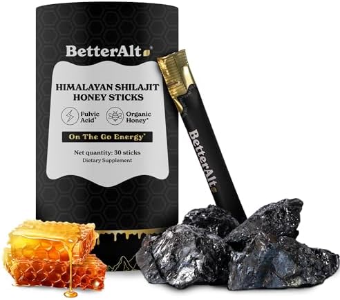 Better Alt Pure Himalayan Shilajit Sticks with Organic Honey, Naturally Sweeter & Tastier Shilajit| 30 Sticks for Energy Boost & Immune Support, 85+ Trace Minerals, 75%+ Fulvic Acid Better Alt