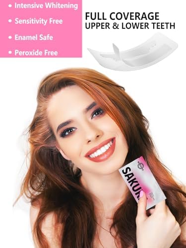 Teeth Whitening Strips, 56 Strips Sensitivity Free/Deep Stains Removal/Enamel-Safe/Non-Slip/Dry Strip Technology/Sakura Flavor (28 Treatments) NORZERO