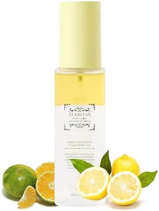 Green Tangerine Yuja Kombu Tea Perfume Hair & Body mist (3.38oz/100ml) - Hydrating, Nourishing, Soothing - Citrus Woody Scent - Gentle for Dry Skin and Hair - Korean Skin Care - Travel Size For Women TEABLESS