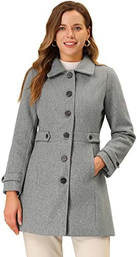 Allegra K Women's Winter Classic Outwear Overcoat with Pockets Single Breasted Pea Coat ALLEGRA K