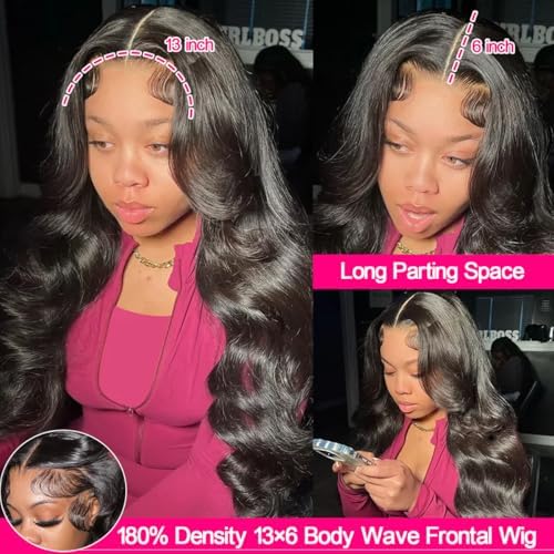 Body Wave Lace Front Wigs Human Hair 13x6 HD Lace front Wigs Human Hair for women 180% Density Frontal Glueless Wigs Human Hair pre plucked with Baby Hair 20-Inch Hakaniya