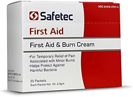 The Gavi Team Safetec First Aid & Burn Cream | for Relief of Minor Cuts, Scrapes, and Burns | Antiseptic and External Analgesic, 0.9g - 25pcs (1pk) The Gavi Team