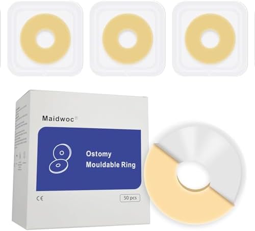 40 Pcs Elastic Ostomy Barrier Strips, Medical Grade Hydrocolloid Waterproof Leak, Skin Adhesive Ostomy Barrier Tape for Colostomy Bags Maidwoc