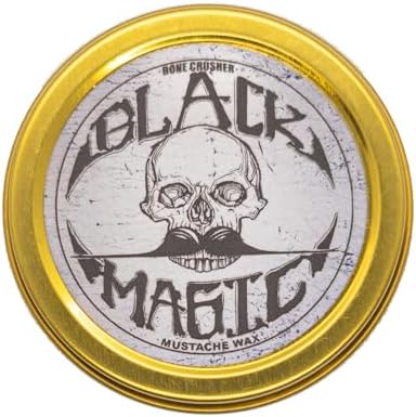 Black Mustache Wax | Black Magic Bone Crusher Moustache Wax | Hide Grey Hair In Beard Or Moustache | Extra Strong Hold Mustache Wax Unscented | 1 oz Tin Heat Source Required THE VINTAGE GROOMING CO.