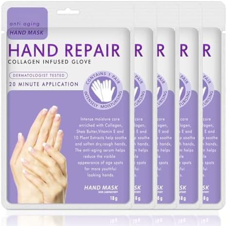 Hand Mask Moisturizing Glove 5 pack, Hand Peel Mask Exfoliating Gloves, Hand Repair Glove for Dry Hands Treatment, Remove Dead Skin, Rough Skin, purple Generic