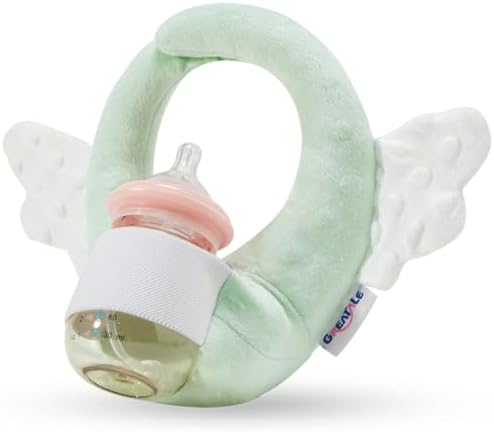 Baby Bottle Holder, Self Feeding Pillow for Newborns, Hands Free Bottle Holder for Baby, Portable Nursing Support Cushion, Infant Bottle Propper with Adjustable Waist Strap (Mint Green) GREATALE