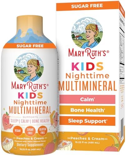 Kids Liquid (Жидкость) Nighttime Multimineral by MaryRuth's | Kids Vitamins | Bone Health | Calm Calcium Magnesium Supplement | Vegan | Sugar Free | 30-180 Servings (Порции) | 15.22 fl oz (Жидкие унции) MaryRuth Organics