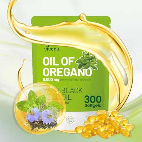 Oil of Oregano Softgels (Мягкие капсулы) | 6000mg Oregano Oil with 200mg Black Seed Oil Capsules (Капсулы) | Organic Oregano Oil Extract | Natural Antioxidants Fitness | Non-GMO | Gluten Free Formula VivoNu