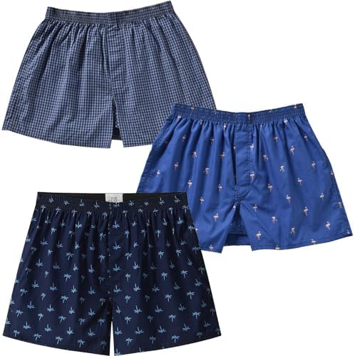 Mens Loose Boxers Shorts 100% Cotton Short Inseam Boxer Shorts Sleep Pajamas Multipacks Cinvik