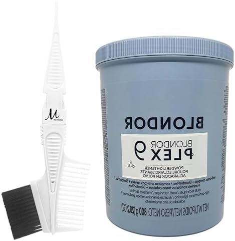 Blondorplex 9 Multi Dust-Free Powder Lightener | Blondorplex Bleach Hair Lightening Powder 28.2 Ounce and M Hair Designs Tint Brush Comb (Bundle) M Hair Designs