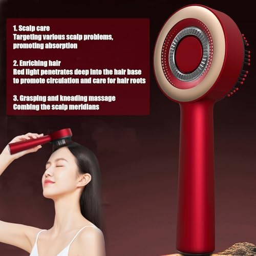 Lumetra Red Light Hair Massager, Lumetra Scalp Massager for Hair Growth, Scalp Massager with 3 Gears, Lumetra Hair Massager Brush, Hair Scalp Massager 360° Kneading Massage (Red) Generic