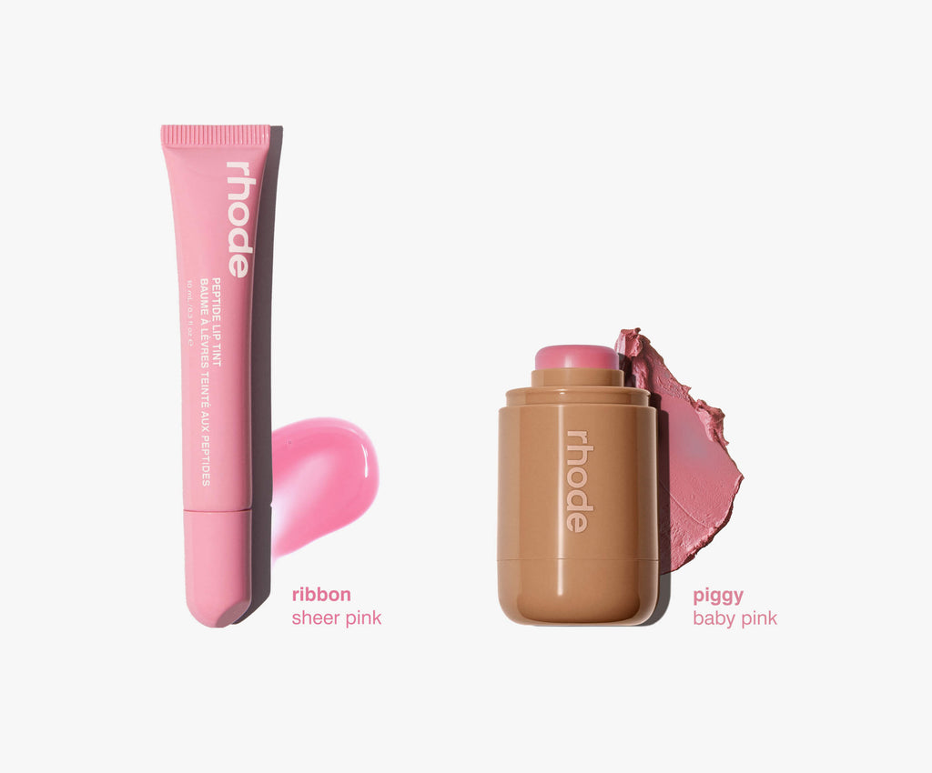 Набор: Румяна Pocket в оттенке Piggy и бальзам для губ Peptide Lip Tint в оттенке Ribbon, 2 полноразмерных продукта Rhode