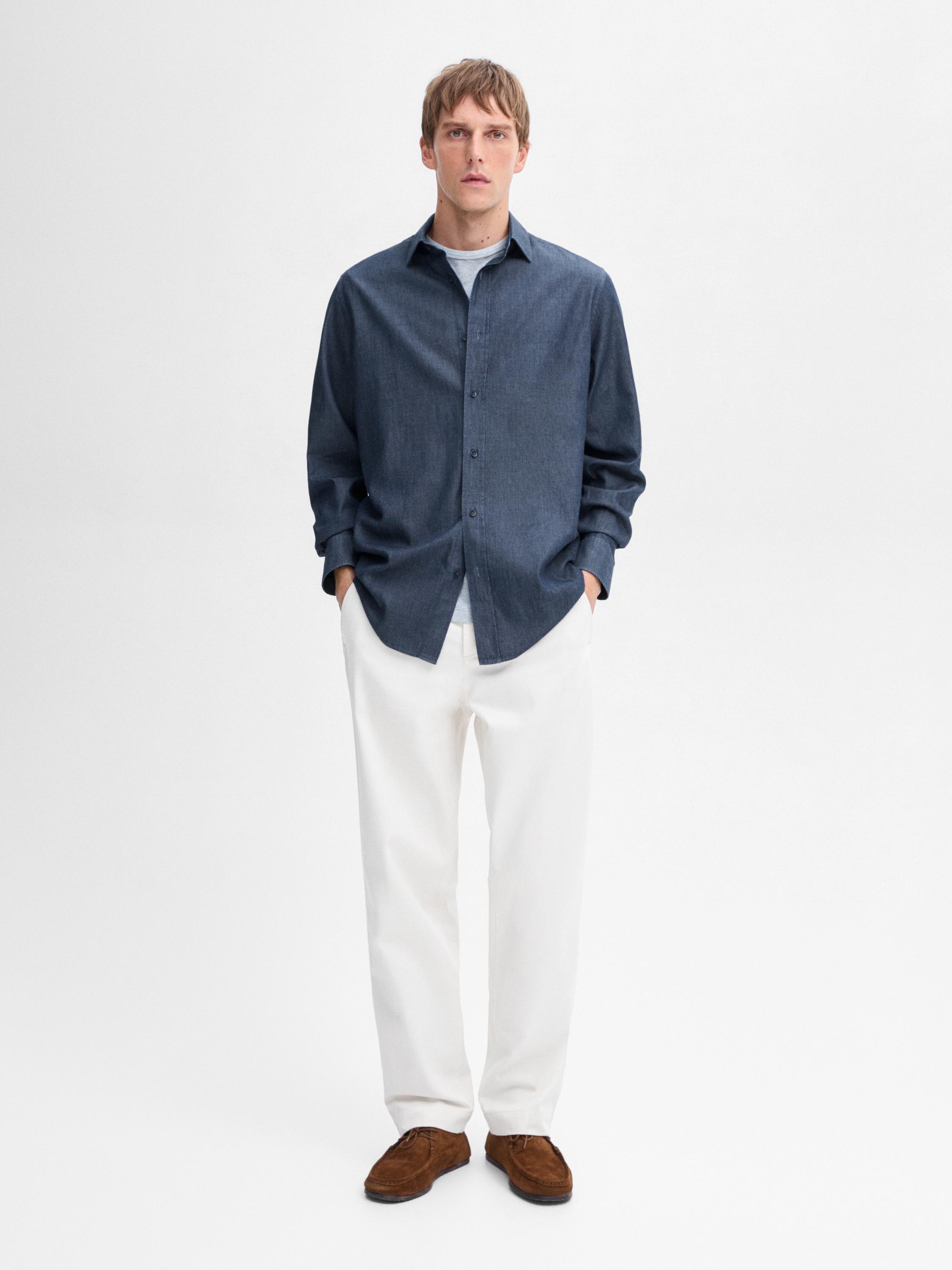 100% cotton twill denim shirt Massimo Dutti