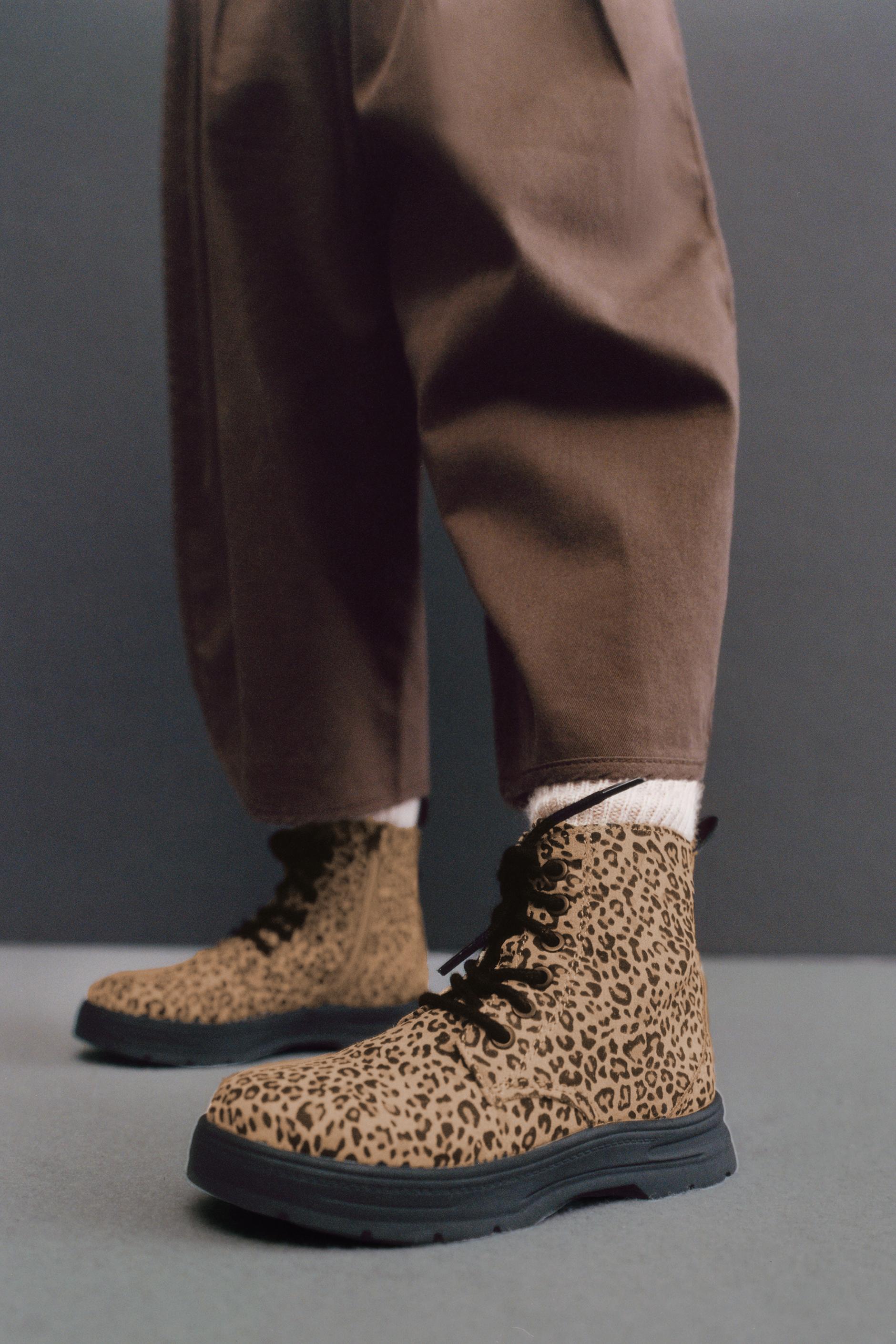 ANIMAL PRINT LACE UP BOOTS ZARA - ZARA KIDS