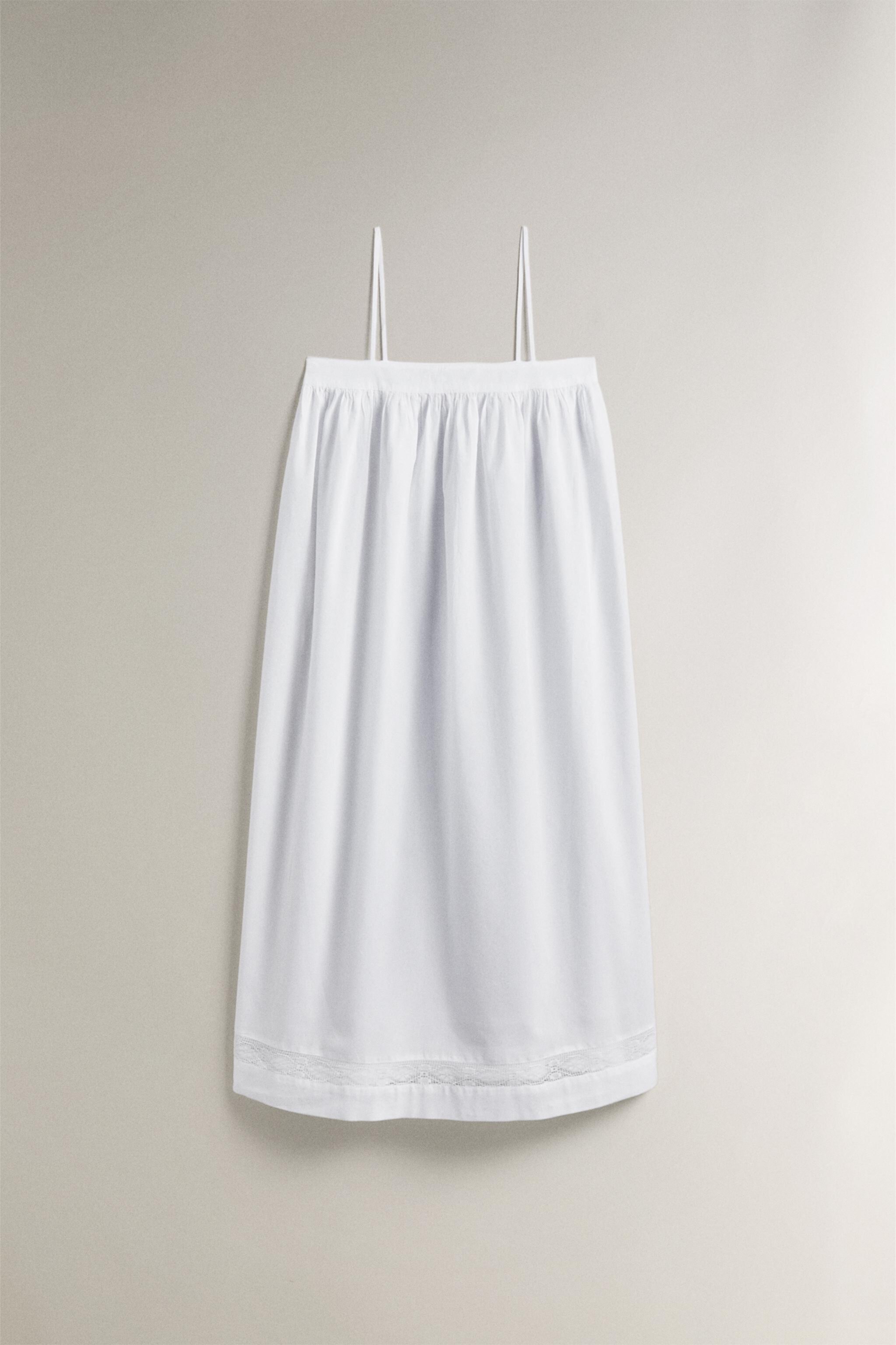 BIAS CUT COTTON NIGHTGOWN WITH LACE TRIM Zara Home