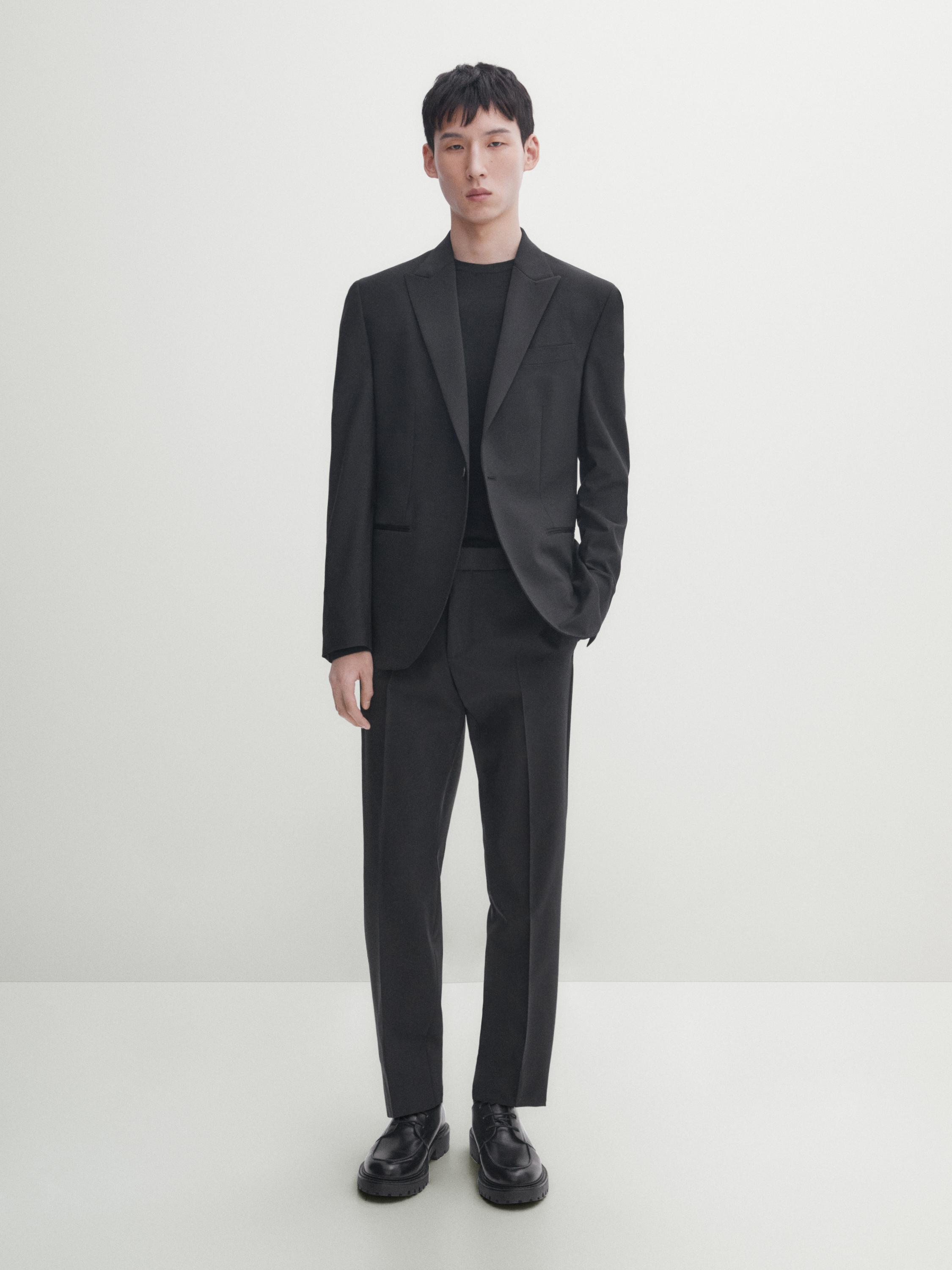 Black tuxedo suit blazer Massimo Dutti