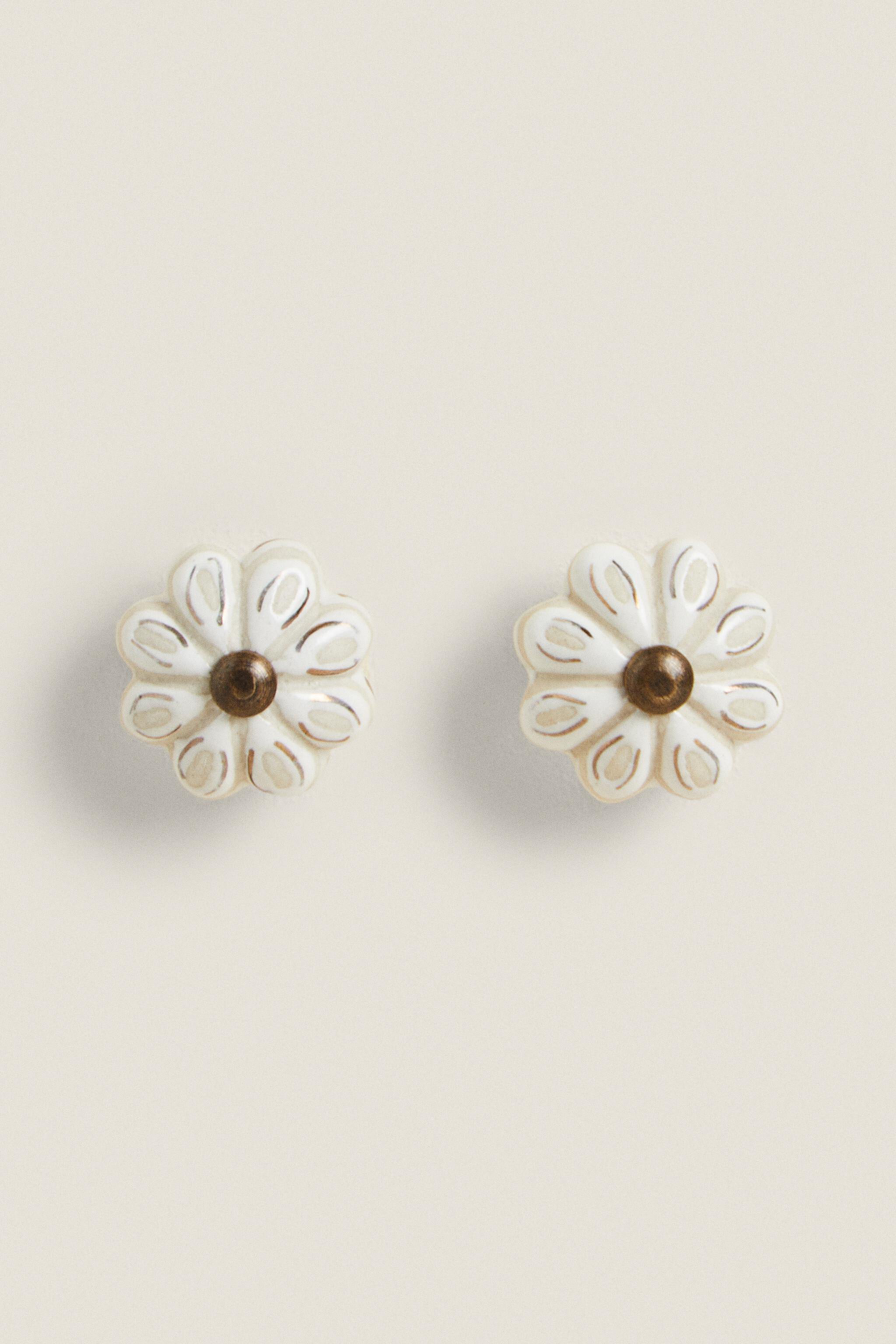 CERAMIC GOLD FLOWER DOOR KNOB (PACK OF 2) Zara Home