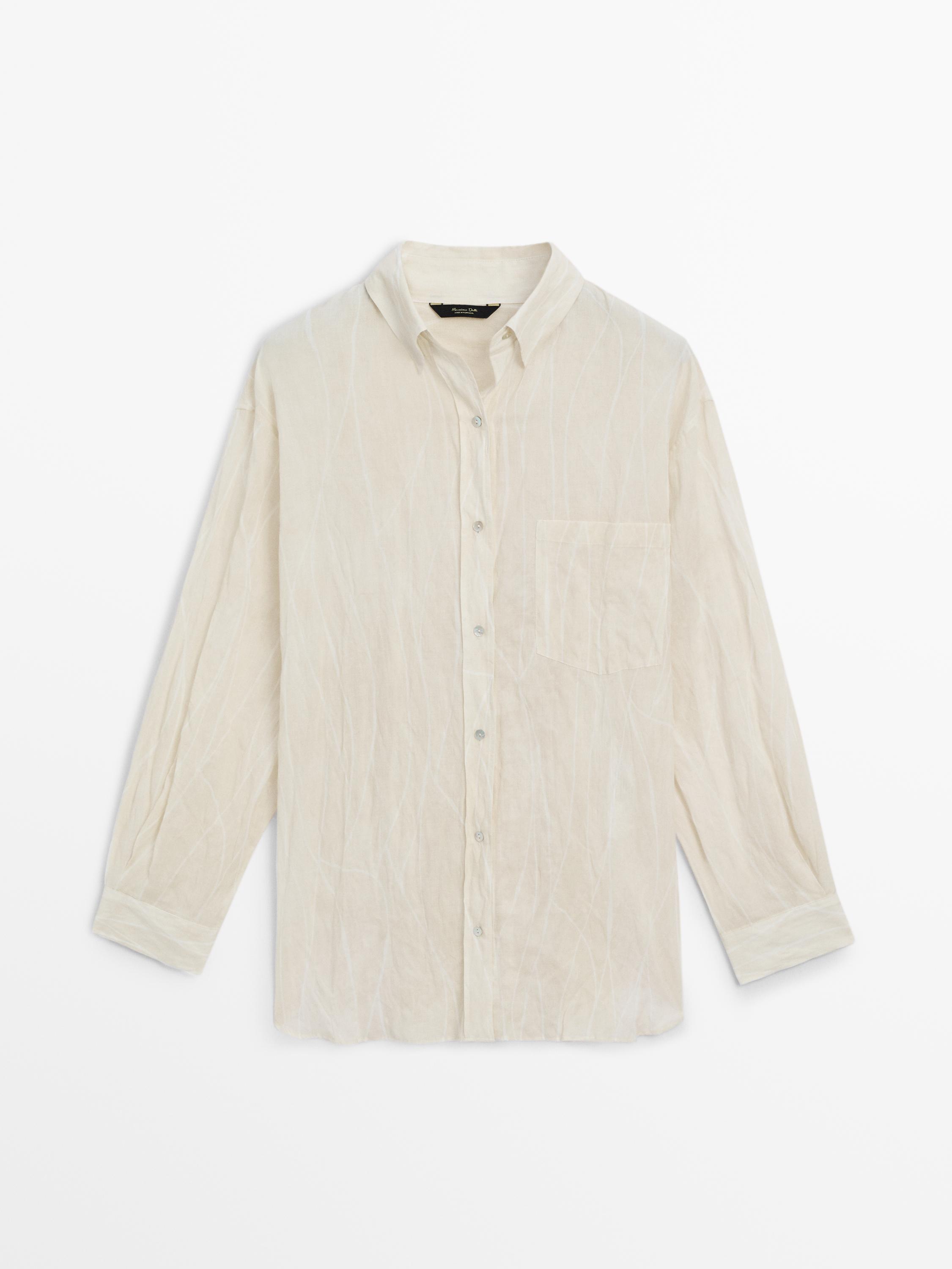 Cotton blend roots print shirt Massimo Dutti