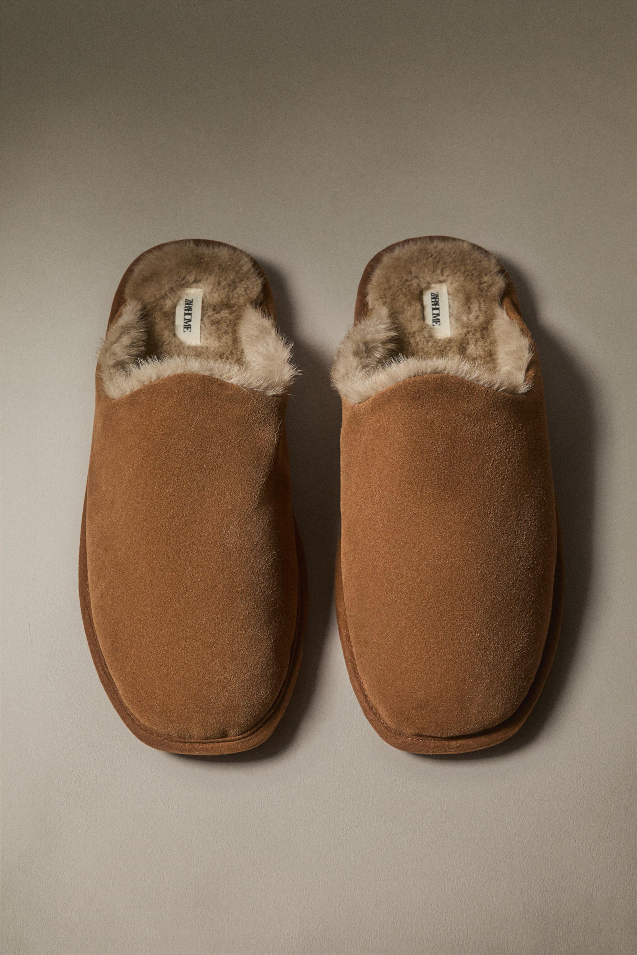 COZY LEATHER SLIPPERS Zara Home