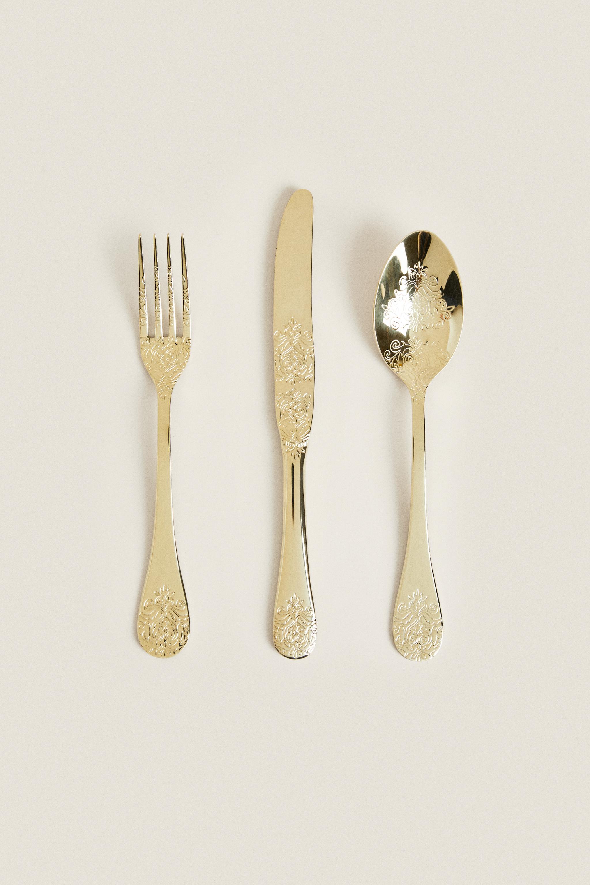 3-PIECE FLATWARE SET WITH DECORATIVE ENGRAVED DESIGN Zara Home