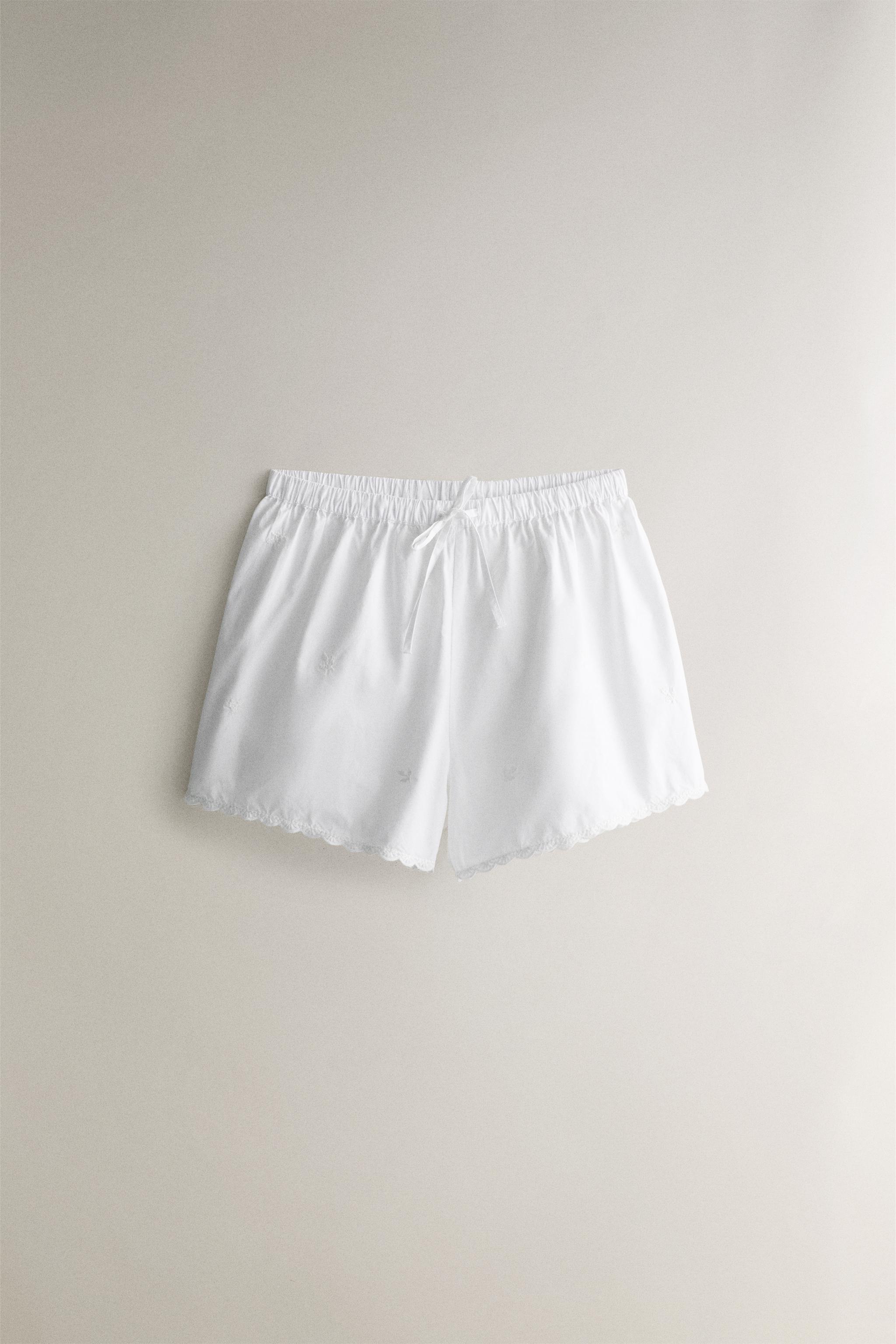 EMBROIDERED COTTON SHORTS Zara Home