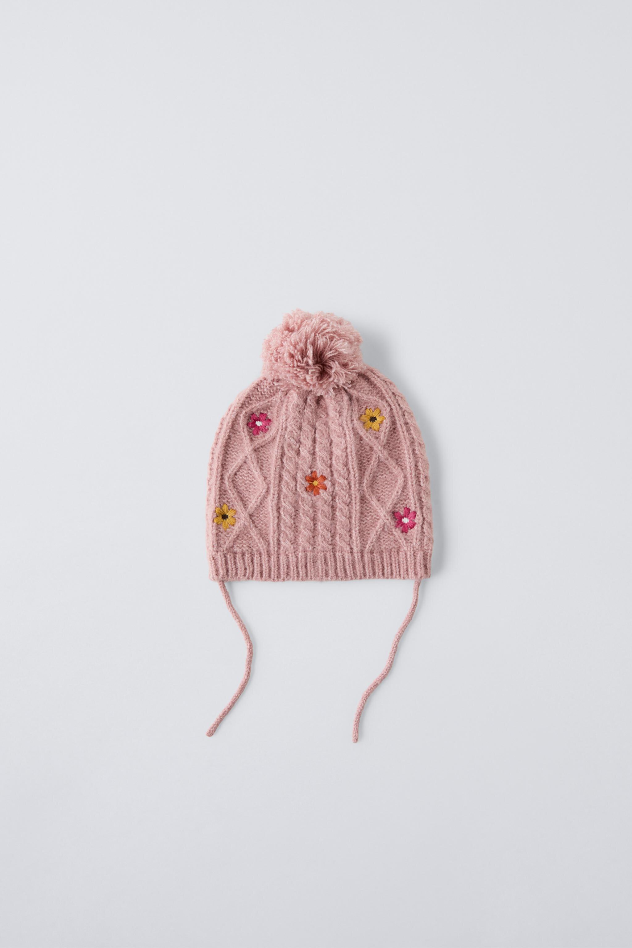 Шапка с помпоном ZARA EMBROIDERED KNIT POMPOM HAT ZARA