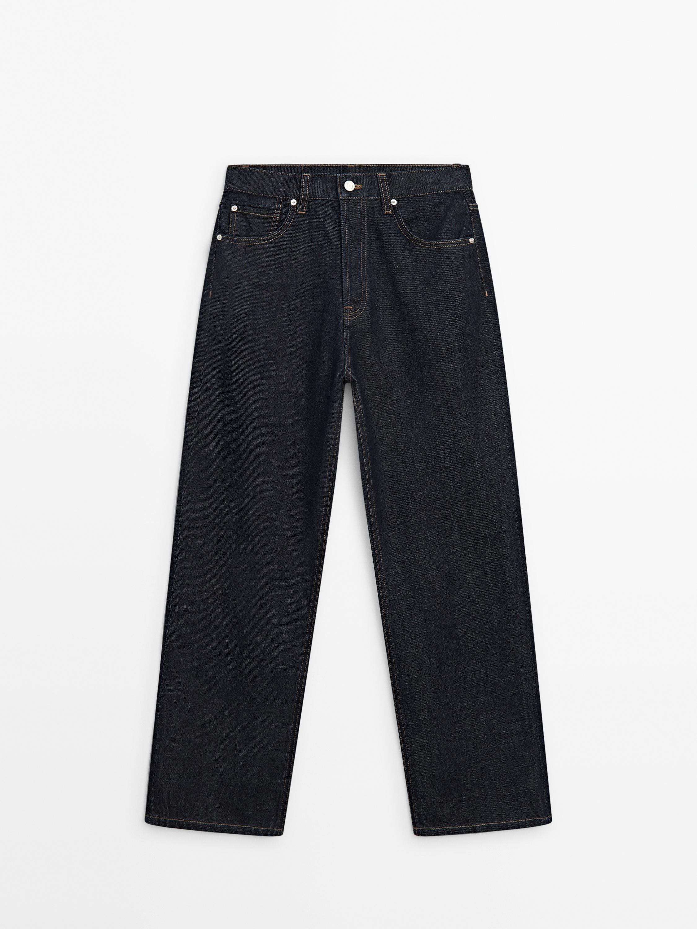 Faded straight-leg high-waist jeans Massimo Dutti