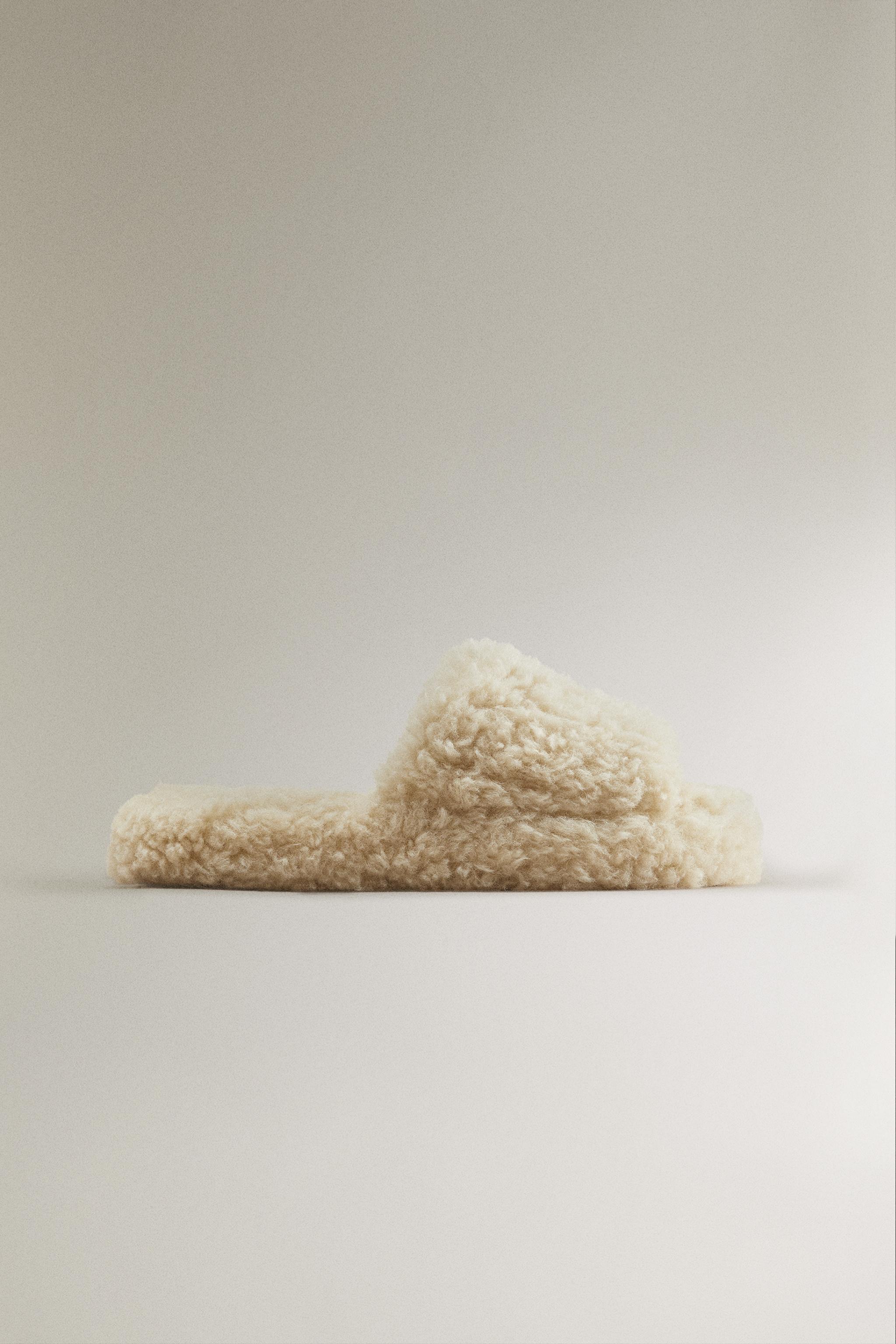 FAUX FUR PLATFORM SLIPPERS Zara Home