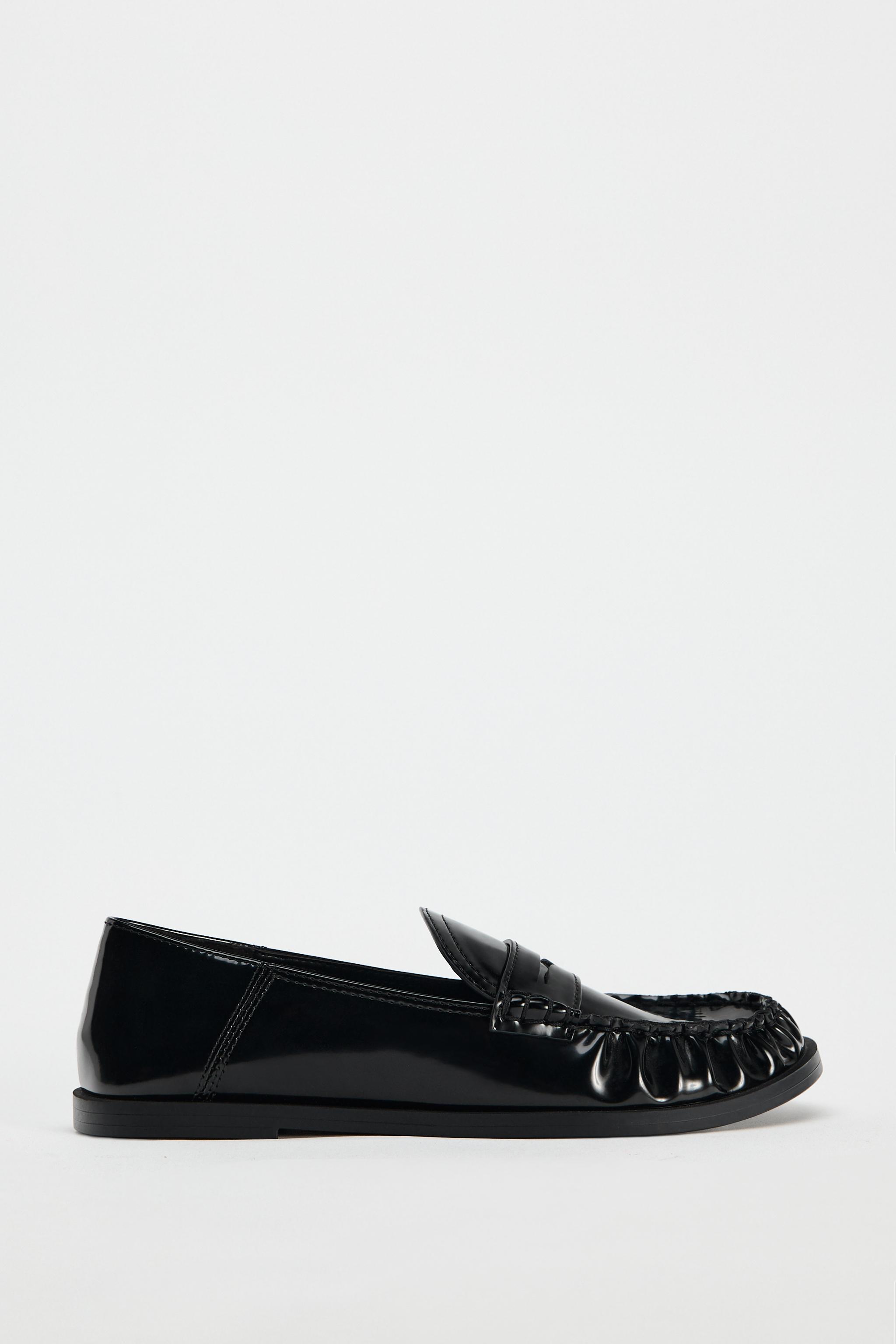 Женские Лоферы ZARA FAUX PATENT LEATHER PENNY LOAFERS ZARA