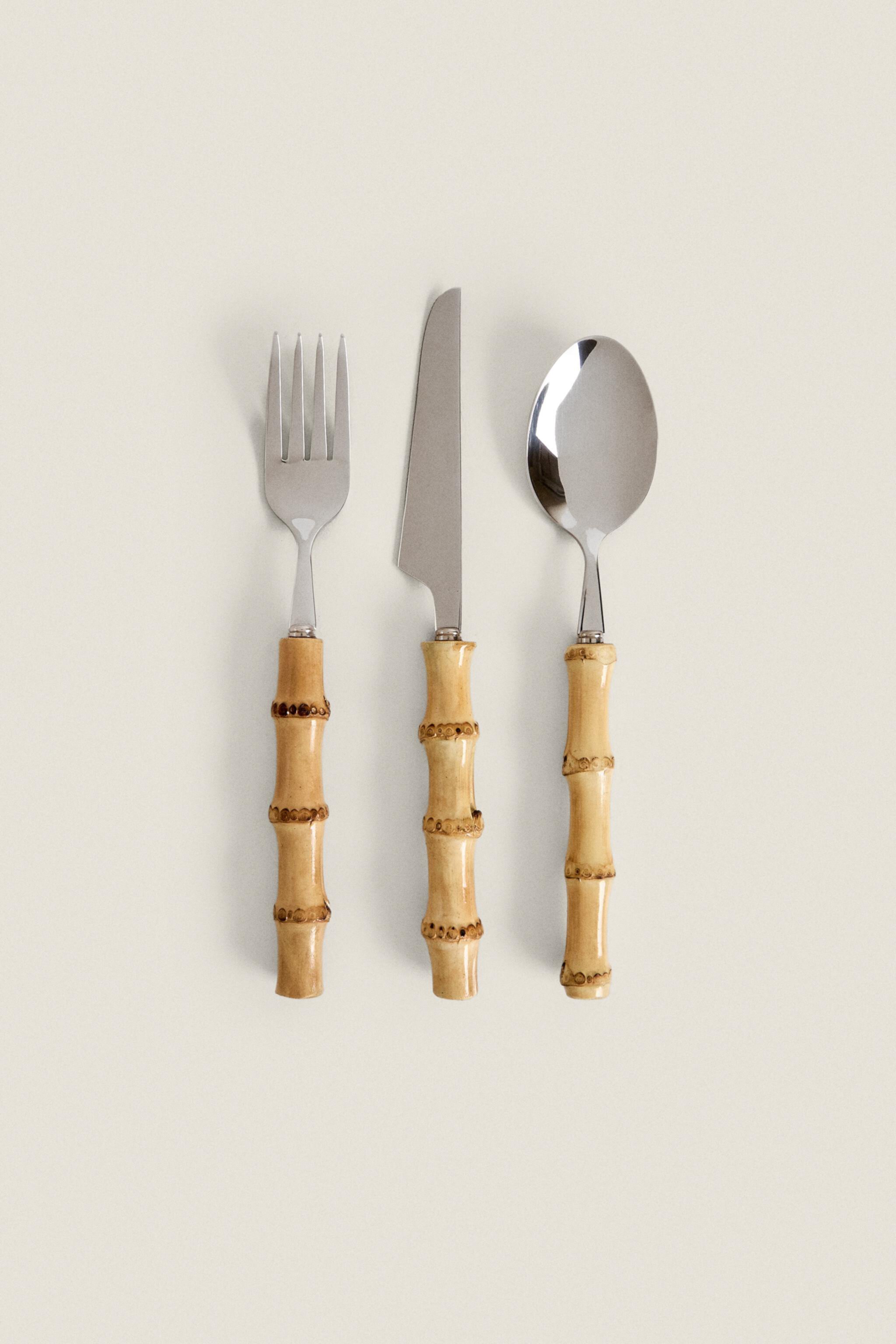 FLATWARE SET WITH BAMBOO HANDLE Zarahome