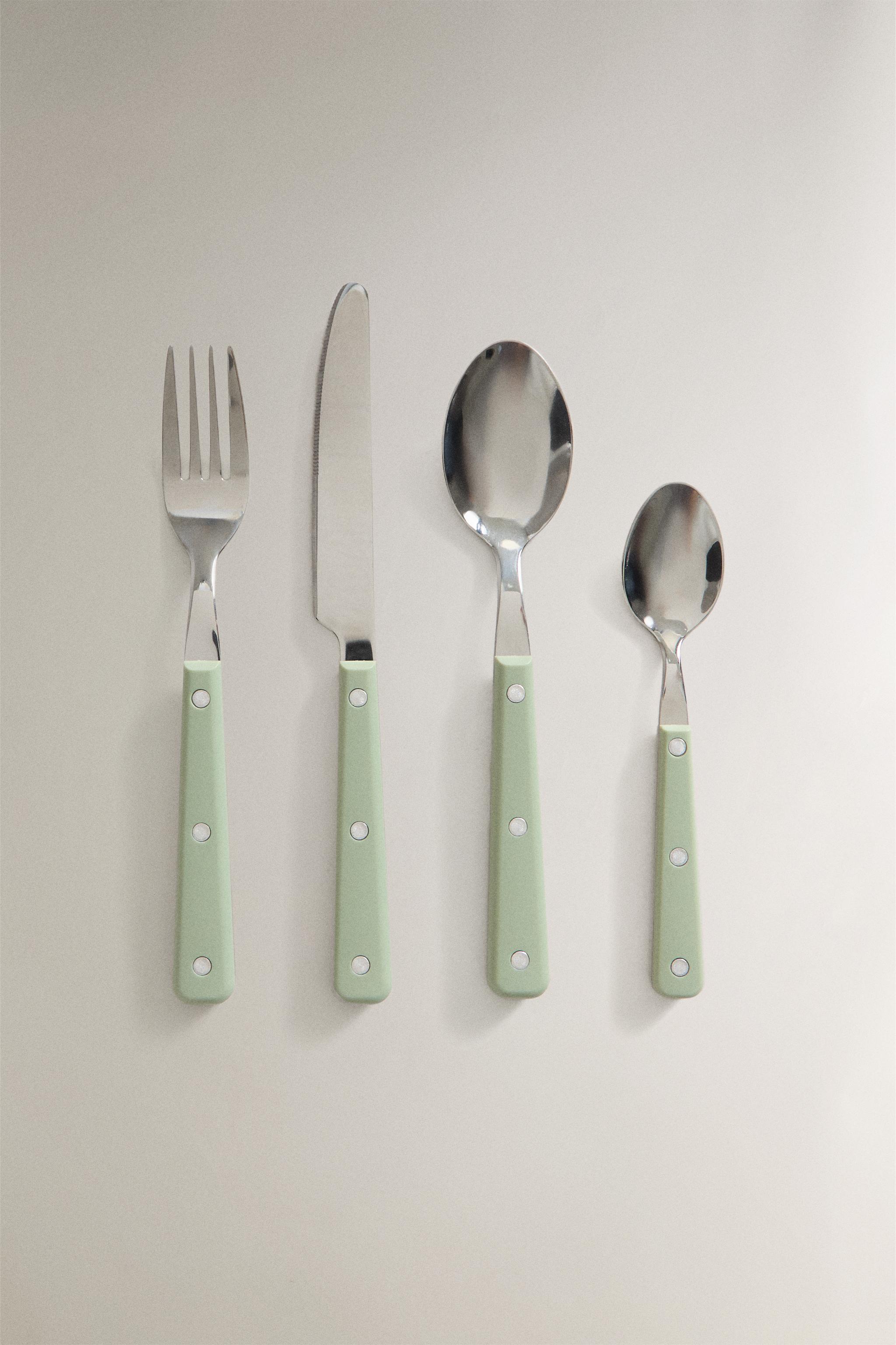 FLATWARE SET WITH PASTEL HANDLE (SET OF 4) Zara Home