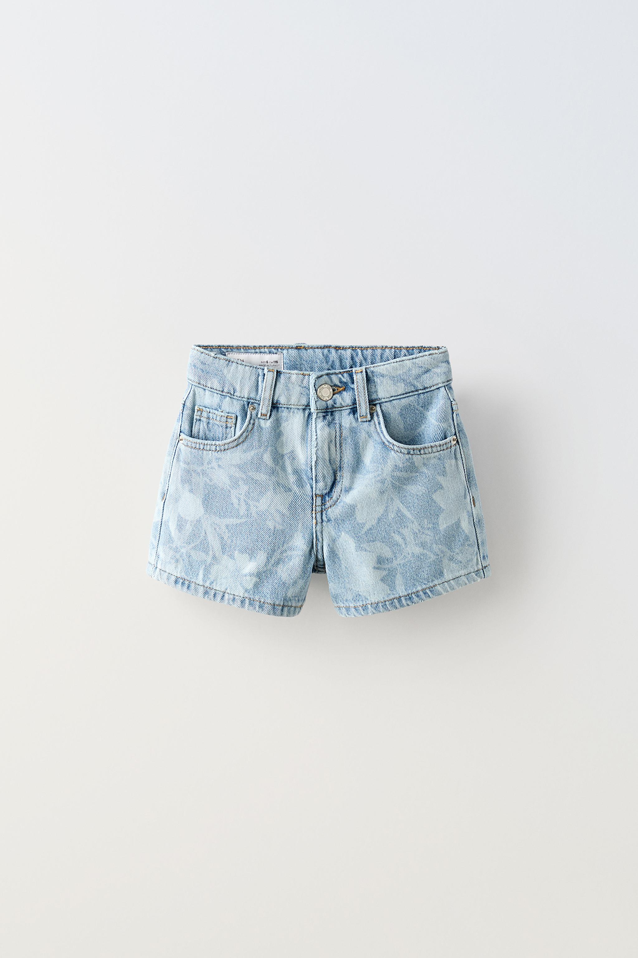  Джинсовые Шорты ZARA FLORAL DENIM SHORTS ZARA