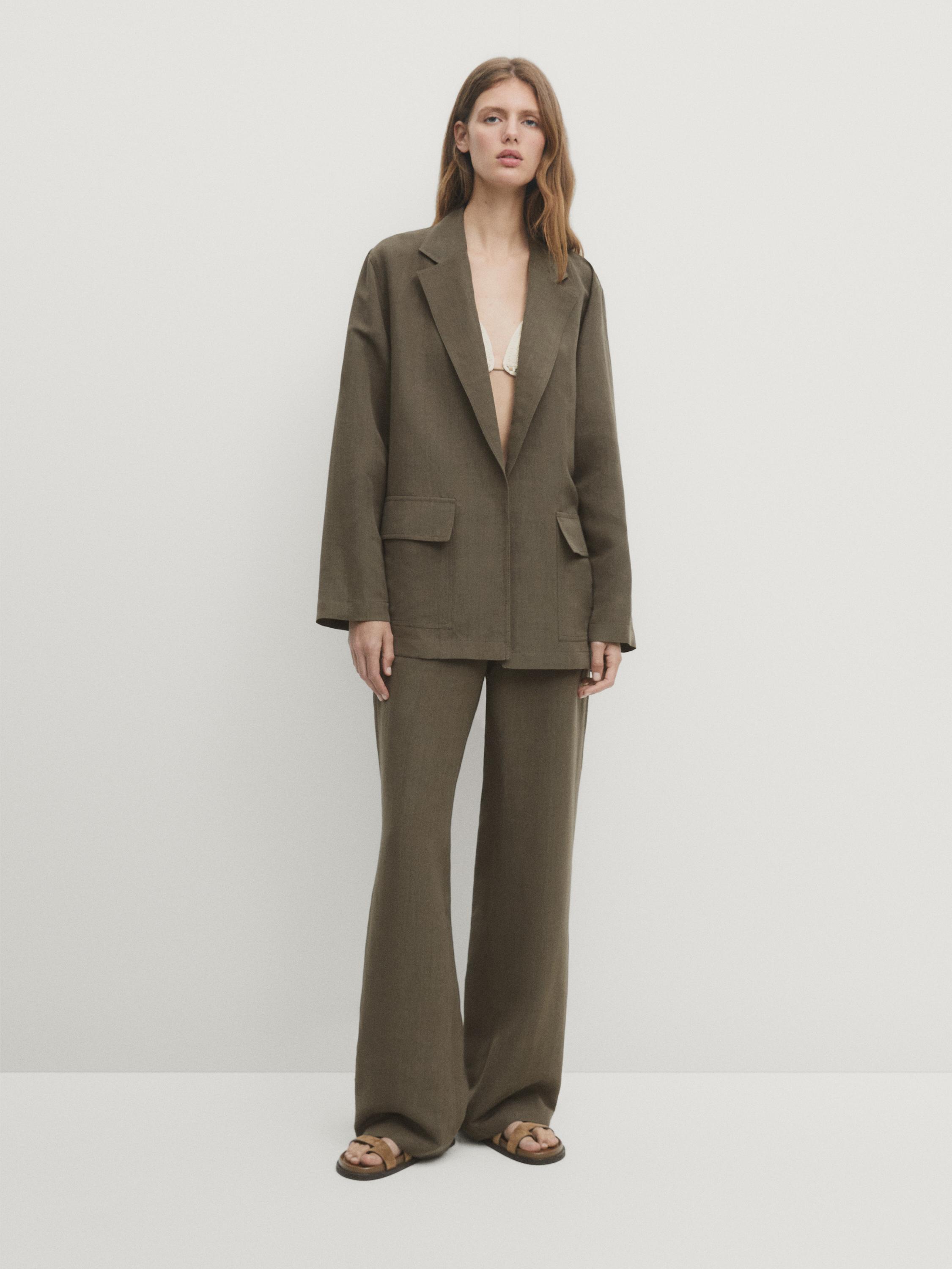 Flowing linen blend co-ord blazer Massimo Dutti