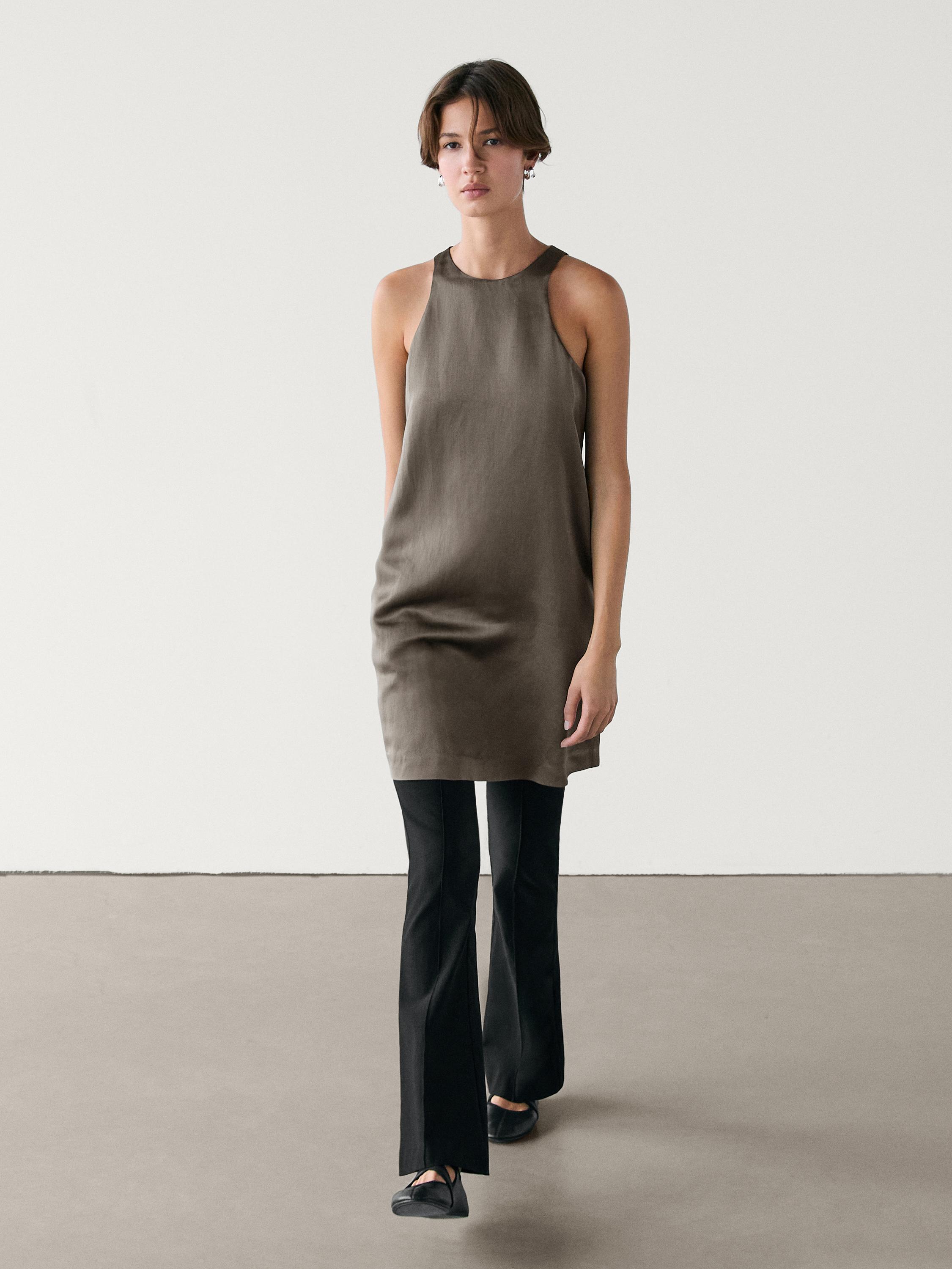 Flowing satin mini dress Massimo Dutti