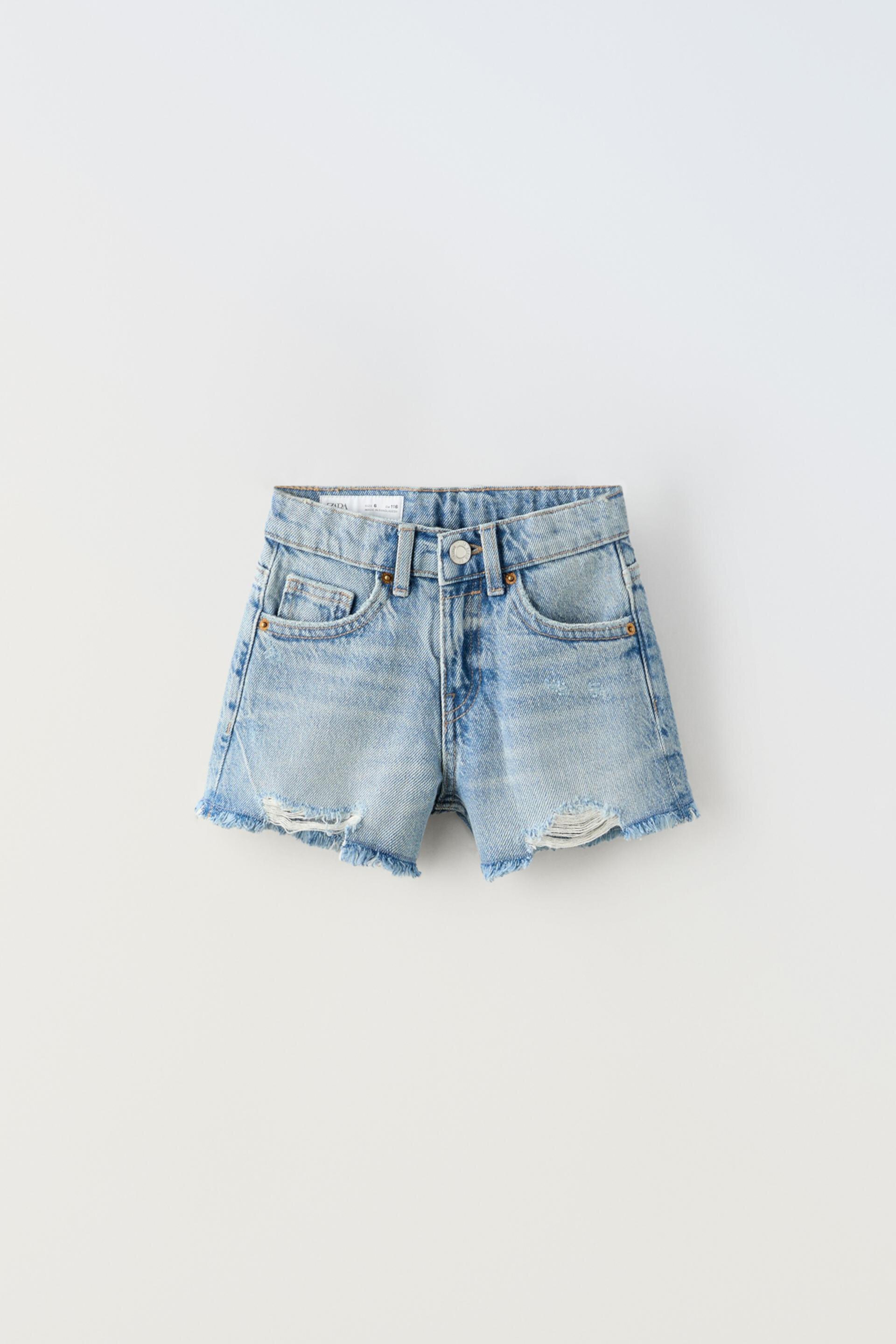  Джинсовые Шорты Zara FRAYED DENIM SHORTS ZARA