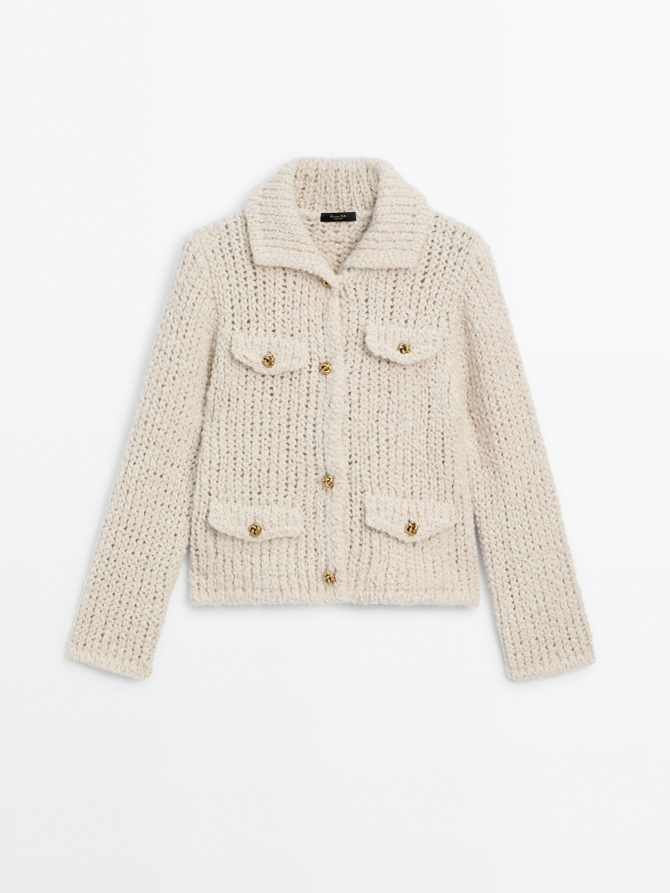 Knit cardigan with pocket details Massimo Dutti