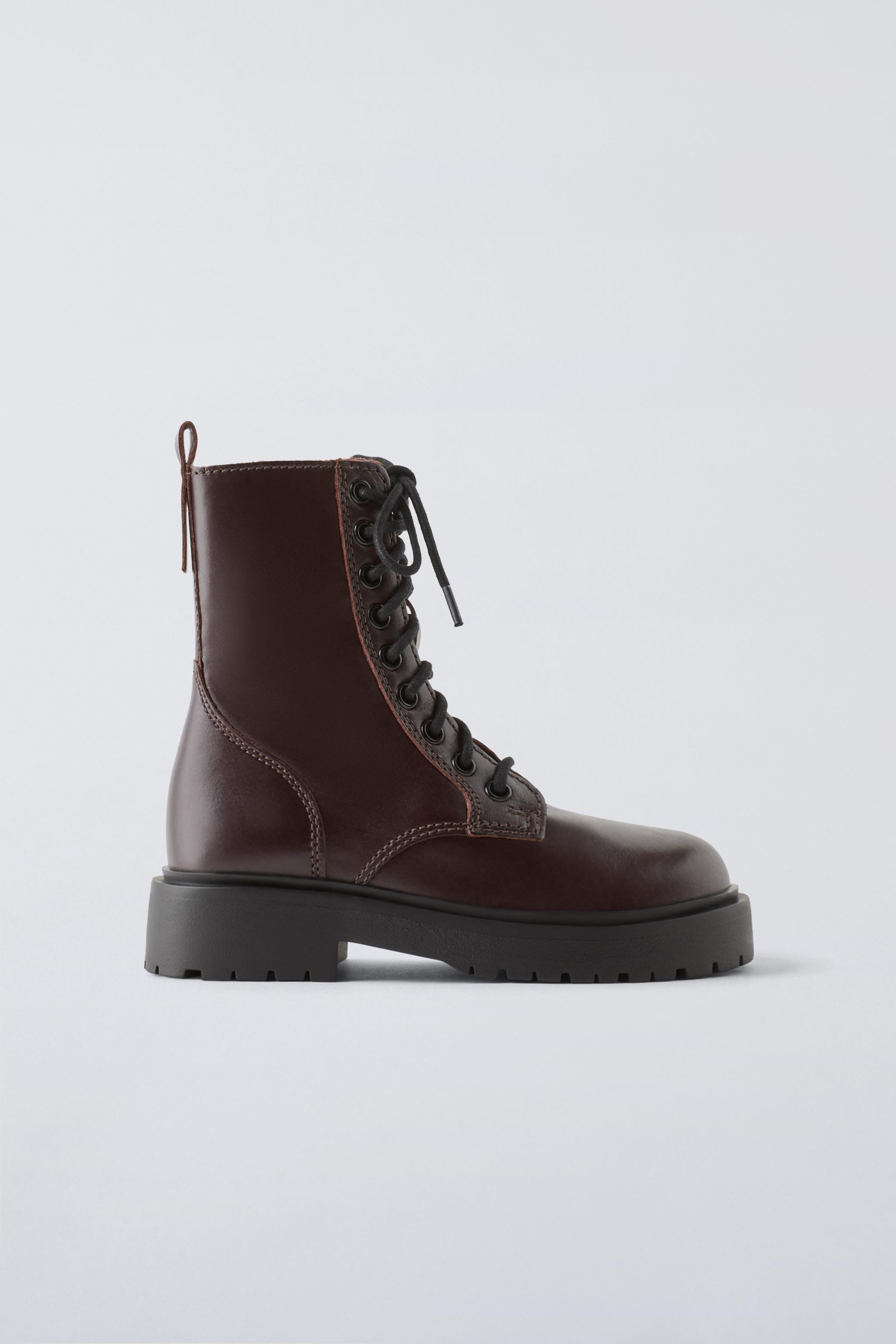 LACE-UP LEATHER ANKLE BOOTS ZARA - ZARA KIDS